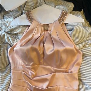 Pink knee length silk dress